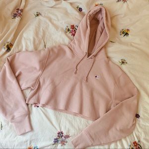 Champion Reverse Weave Blush Pink Cropped Hoodie